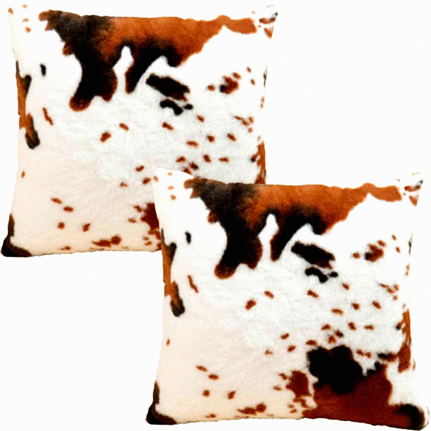Luxury Cow Hide Farmhouse Pillowcase - Animal Print Couch Cushion Cover for Sofa Chair & Bedroom Decor - Brown & White Throw Pillow Covers