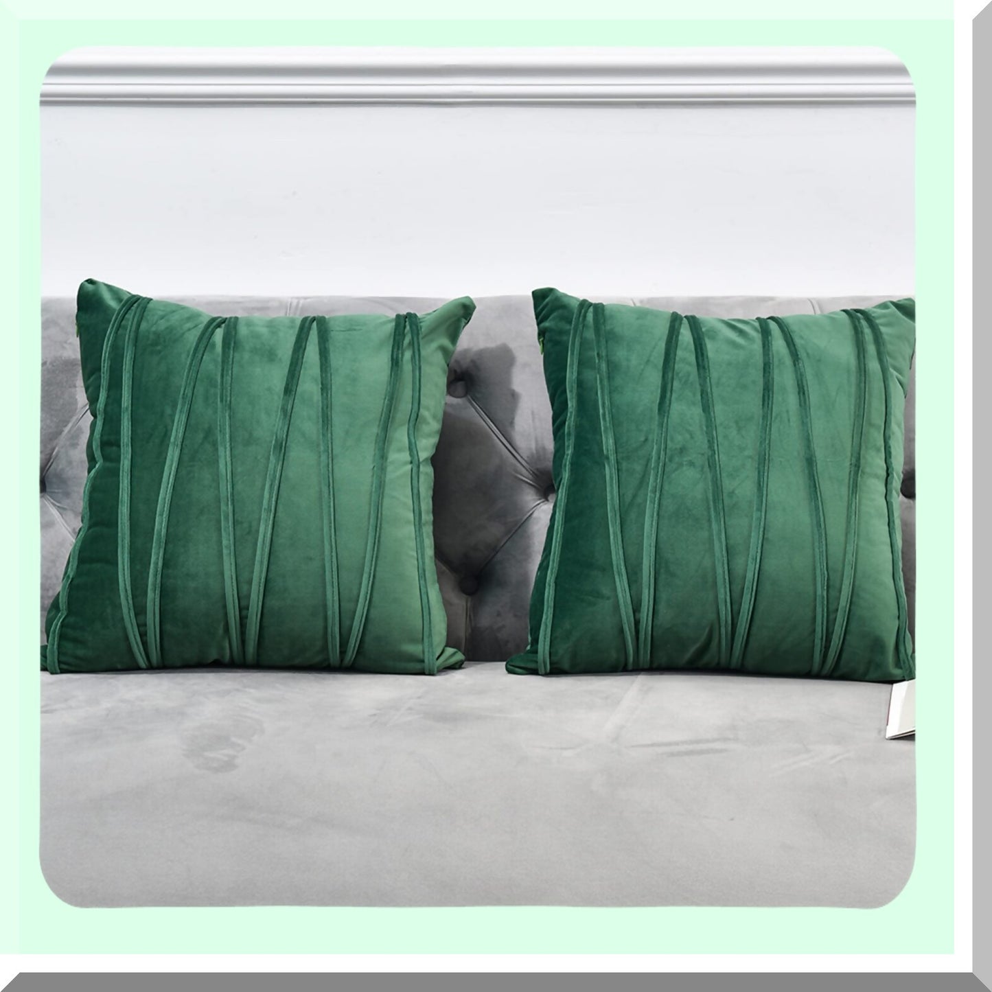 Luxury Velvet Green Pillowcase Set - Plush Sofa Accent Cushion Covers - Decorative Square Throw Pillows for Living Room & Bedroom - 20X20 Inches