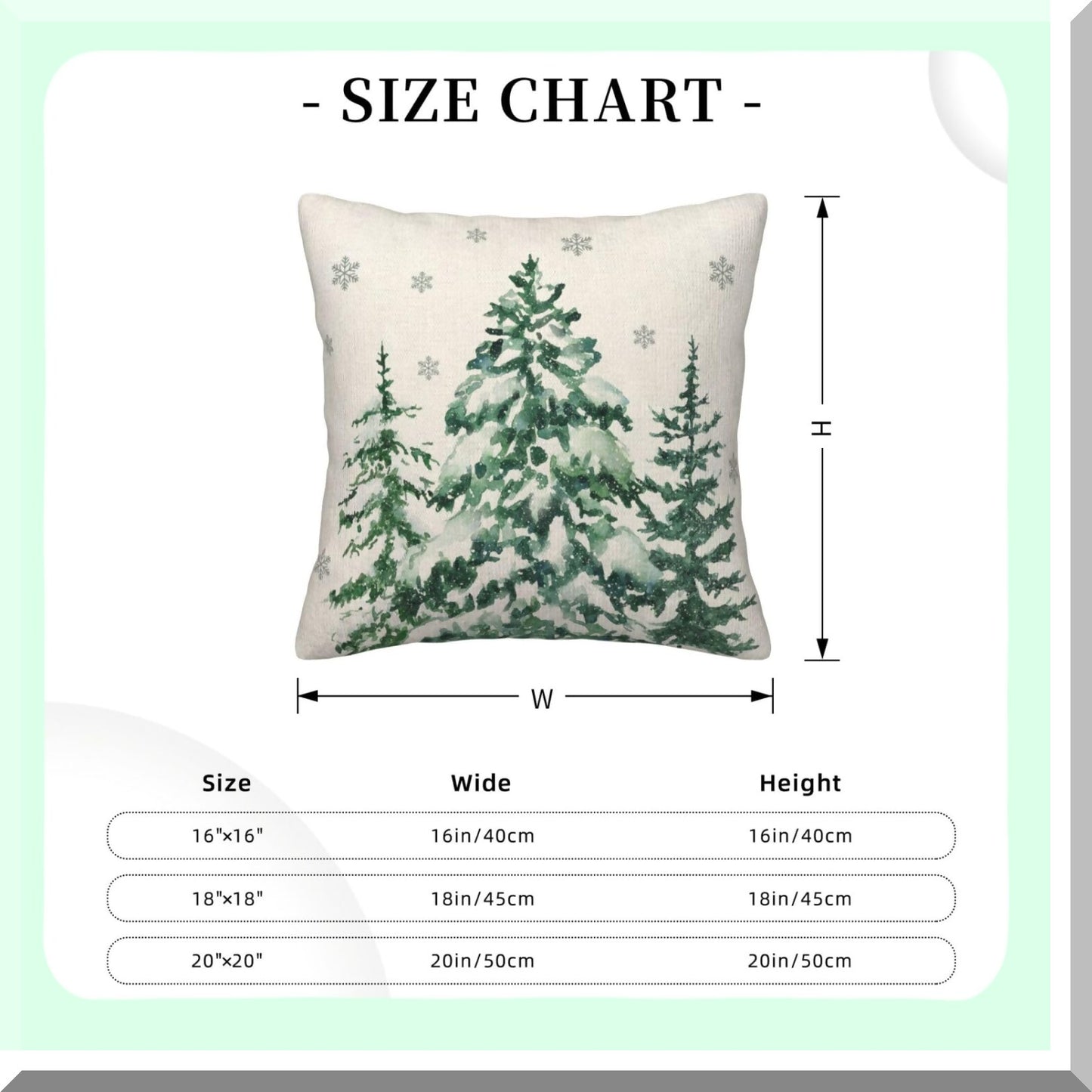Forest Green Winter Linen Pillow Covers - Set of 2 18X18 Inch Decorative Cushion Cases for Sofa Couch Living Room - Trees Throw Pillows