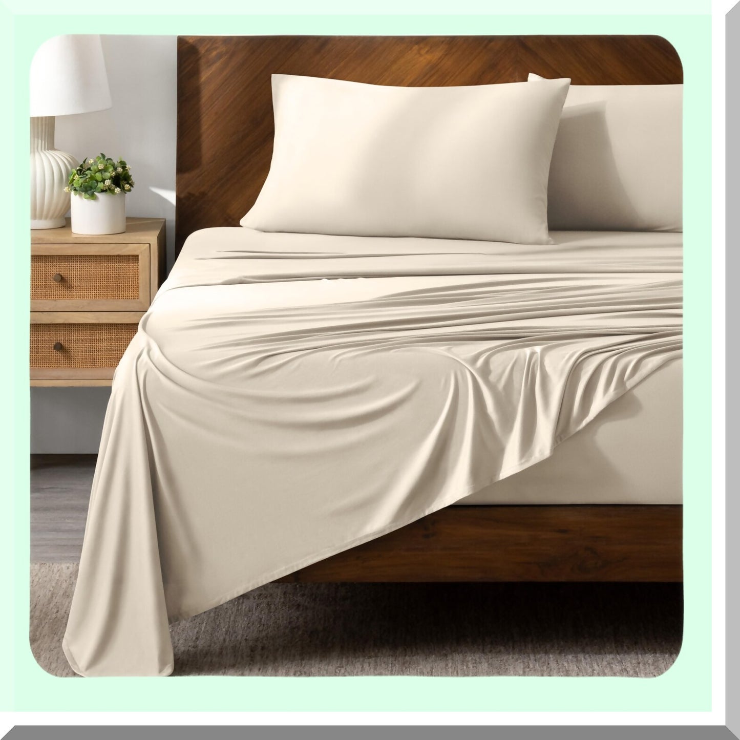 StretchLux Microfiber 4-Way Stretch Sheet Set - Twin XL Sand - Stretch Fitted Sheet, Stretch Flat Sheet, Envelope Pillowcase - Premium Quality Bedding