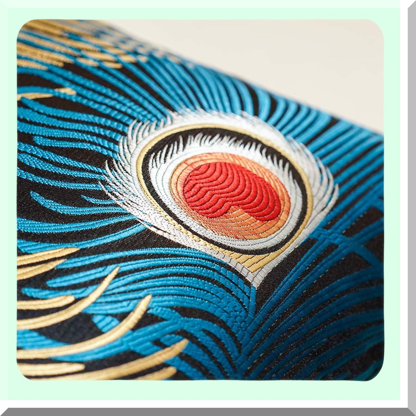 Luxury Peacock Feather Cushion Covers - Navy Blue Gold Throw Pillow Cases for Home Decor - Sofa Living Room Bedroom Car Accessories - 12x20 Inches