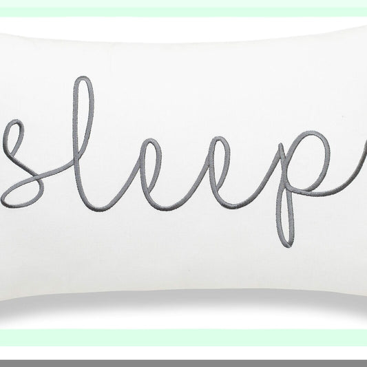 Dreamscape Embroidered Lumbar Pillow Cover - Off White - 12x20 - Decorative Accent for Sleep Sentiment