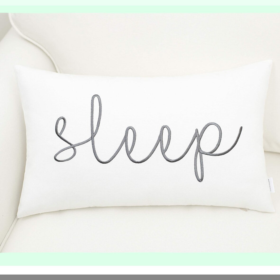 Dreamscape Embroidered Lumbar Pillow Cover - Off White - 12x20 - Decorative Accent for Sleep Sentiment