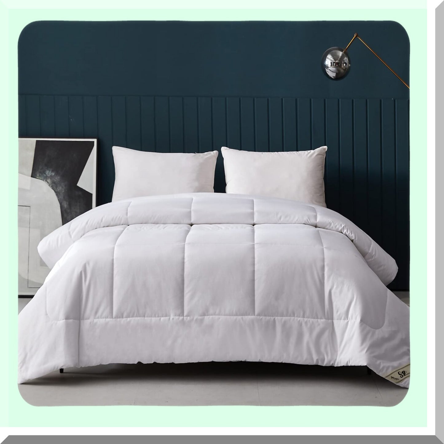 UltraSoft CottonCool All Season Comforter - White - Microfiber Quilted Duvet Insert - Breathable Cooling Bedding - Down Alternative - Size Queen