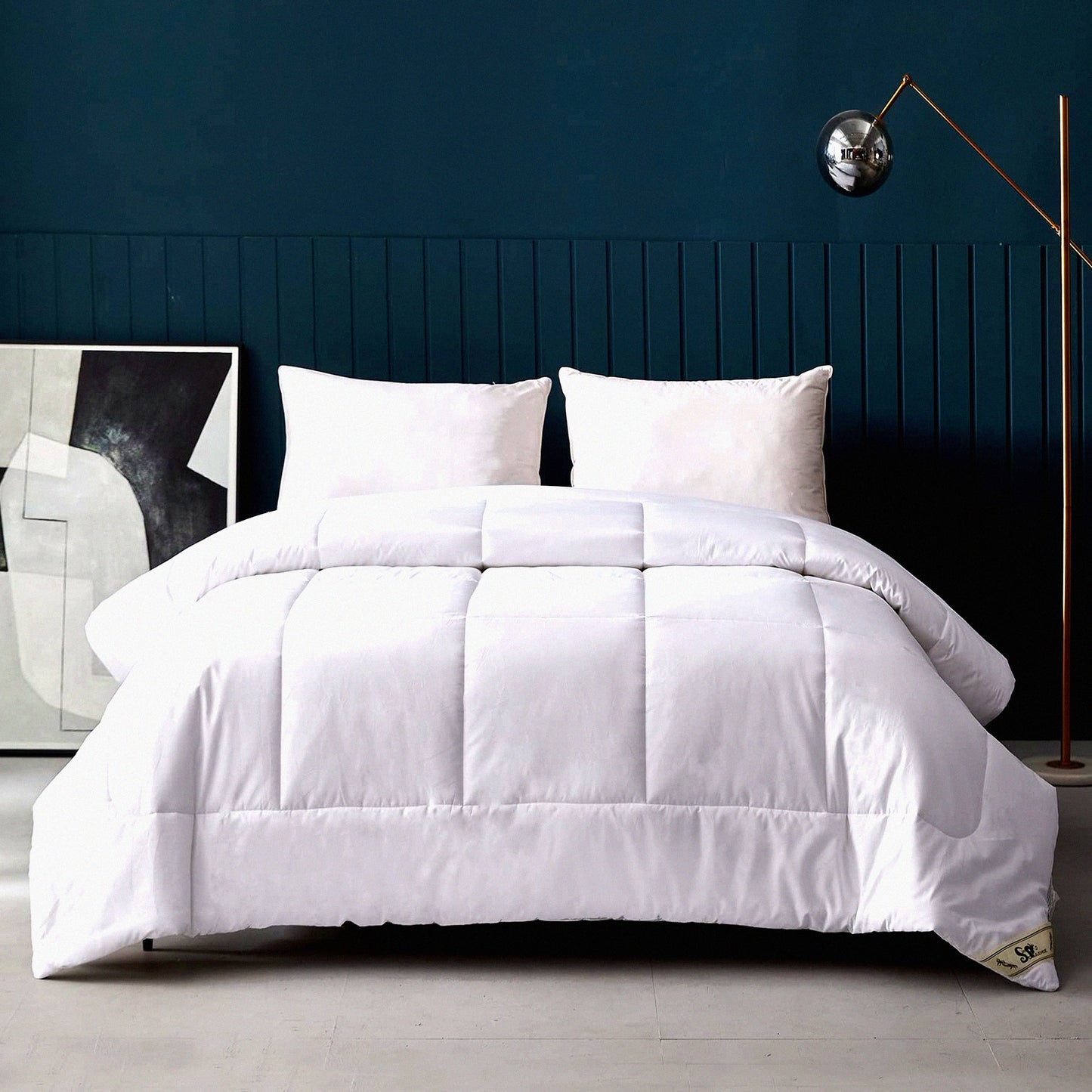 UltraSoft CottonCool All Season Comforter - White - Microfiber Quilted Duvet Insert - Breathable Cooling Bedding - Down Alternative - Size Queen