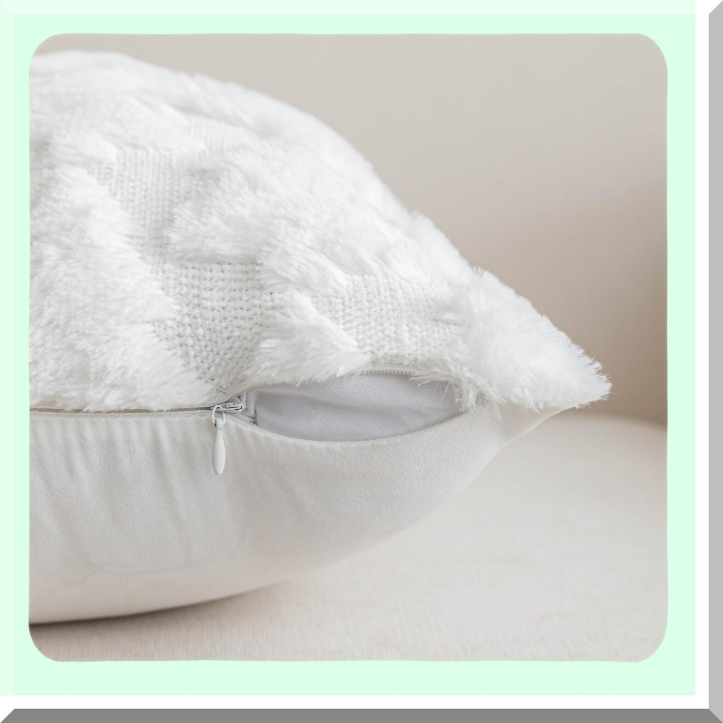 Fluffy Boho Tree Pillowcase Set - Soft Decorative Throw Pillow Covers for Couch & Bedroom - White Tree Design - 18"x18" - Pack of 2