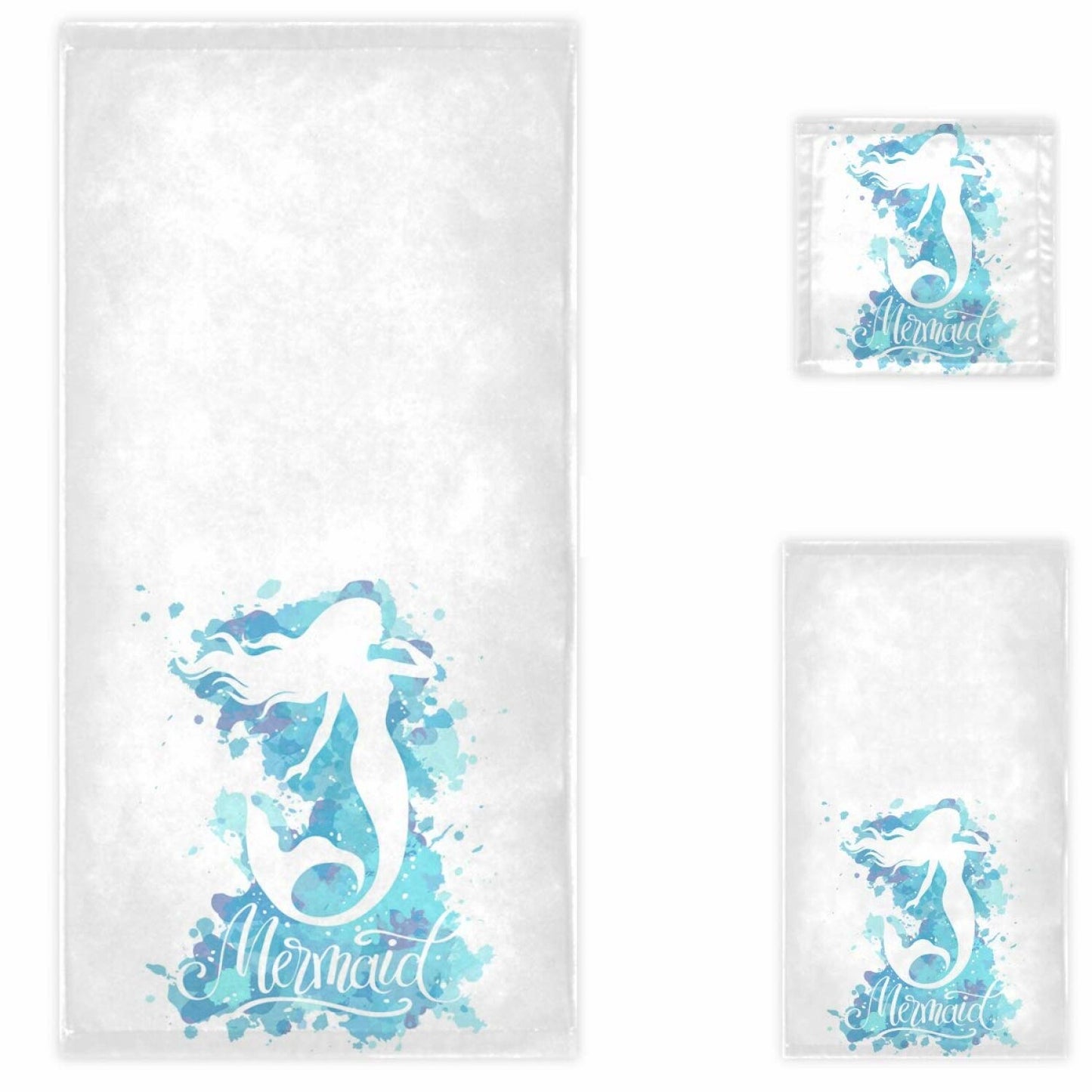 Mermaid Silhouette Soft Luxury Towel Set White