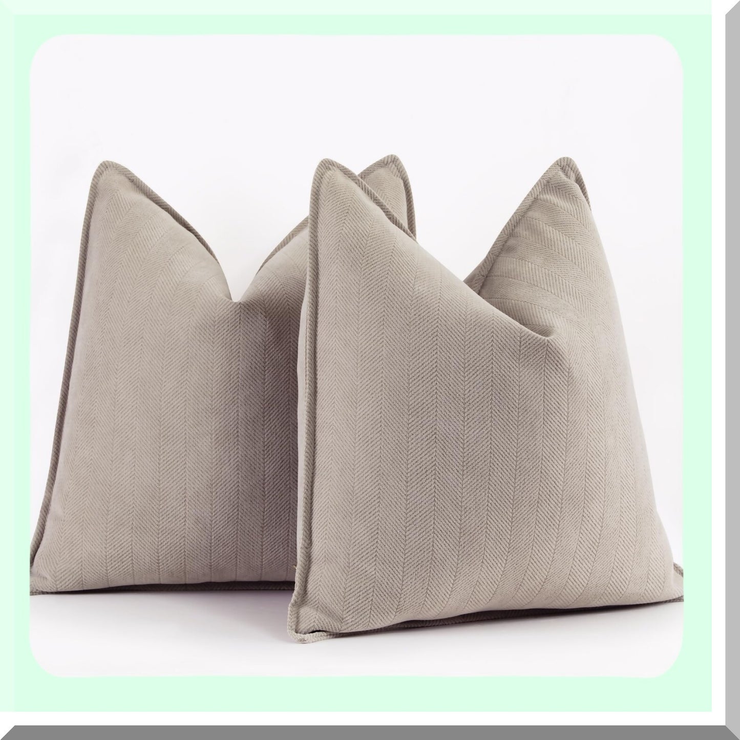 Chenille Elegance Beige Pillow Covers - Set of 2 18x18 Soft & Luxurious Decorative Throw Pillows for Couch, Bed, Home Decor - Elegant Design