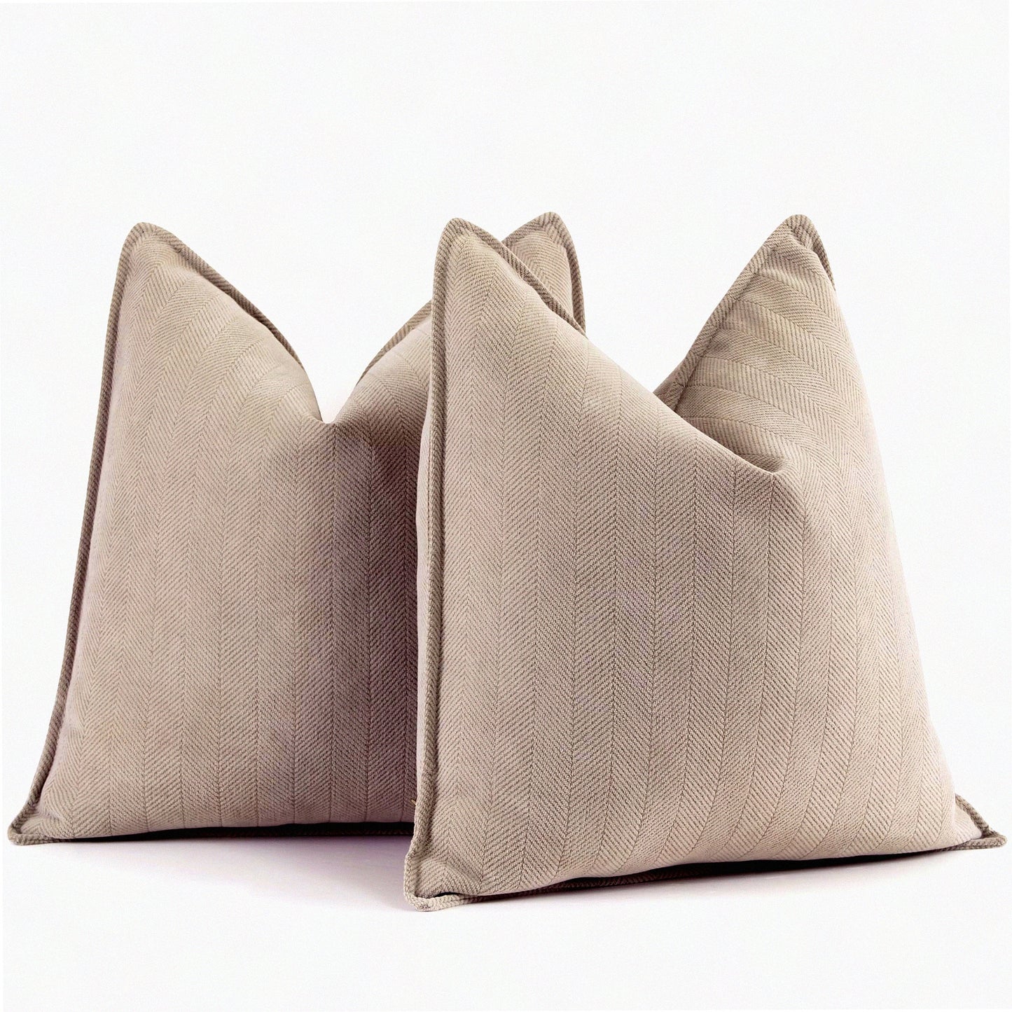 Chenille Elegance Beige Pillow Covers - Set of 2 18x18 Soft & Luxurious Decorative Throw Pillows for Couch, Bed, Home Decor - Elegant Design