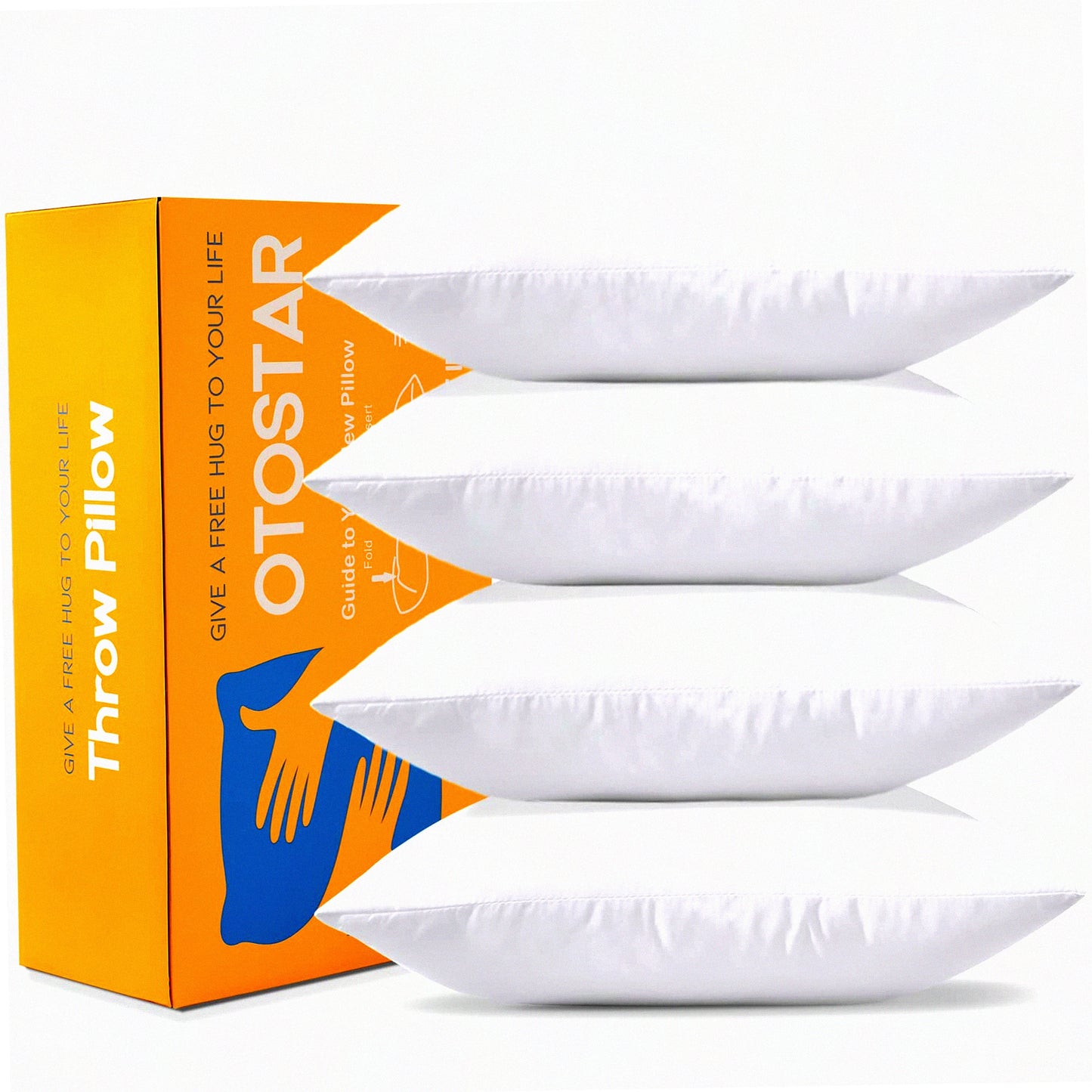 FluffPlump 18x18 Square Pillow Inserts - Pack of 4 Soft Cushion Pads for White Decorative Pillows - Inner Stuffer for Fluffy Comfort