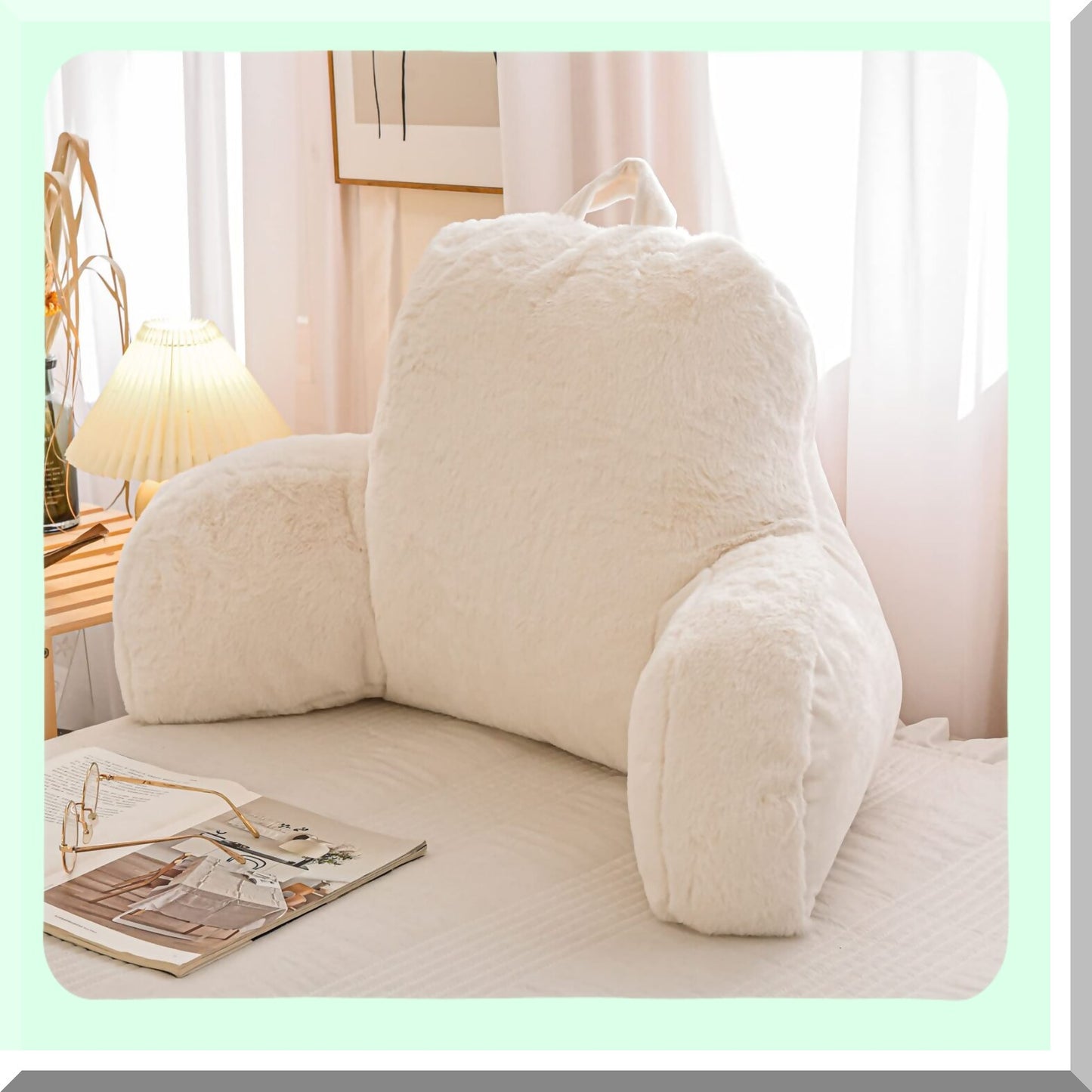 ComfortMax Back Support Pillow - Large Adult Reading Wedge with Arms for Sitting Up in Bed. Ideal for Resting, Sleeping, and Alleviating Snoring.