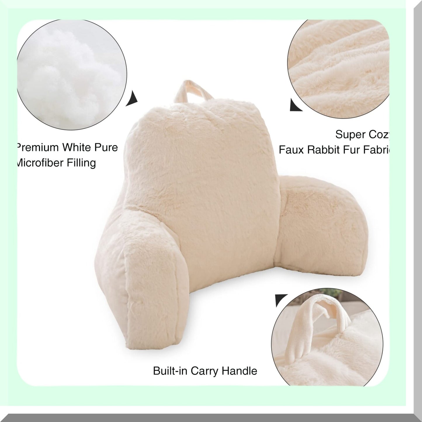 ComfortMax Back Support Pillow - Large Adult Reading Wedge with Arms for Sitting Up in Bed. Ideal for Resting, Sleeping, and Alleviating Snoring.