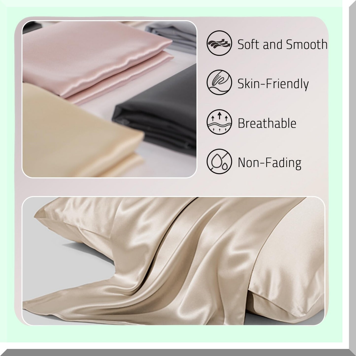 SilkGlow Anti-Acne Haircare Pillowcase - Real Silk Hidden Zipper Pillowcase for Hair Health & Acne Prevention - Champagne Standard Size 20"26"
