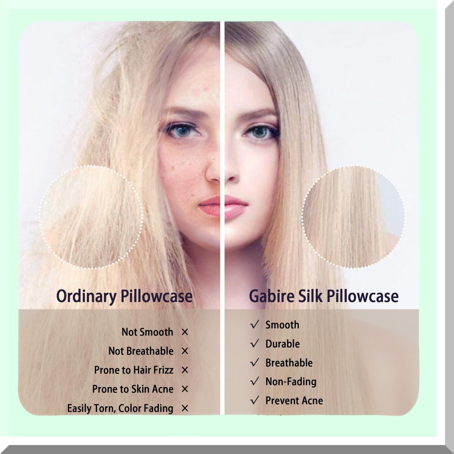 SilkGlow Anti-Acne Haircare Pillowcase - Real Silk Hidden Zipper Pillowcase for Hair Health & Acne Prevention - Champagne Standard Size 20"26"