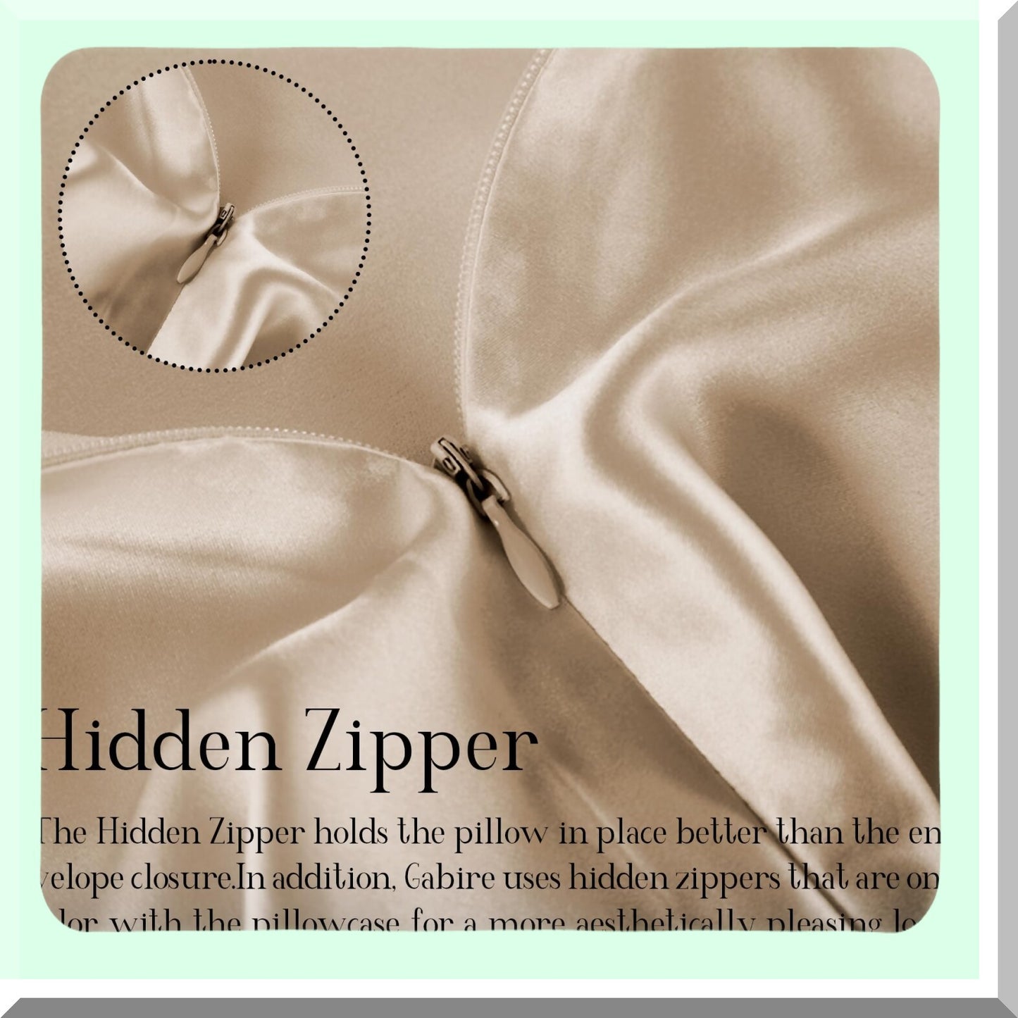 SilkGlow Anti-Acne Haircare Pillowcase - Real Silk Hidden Zipper Pillowcase for Hair Health & Acne Prevention - Champagne Standard Size 20"26"