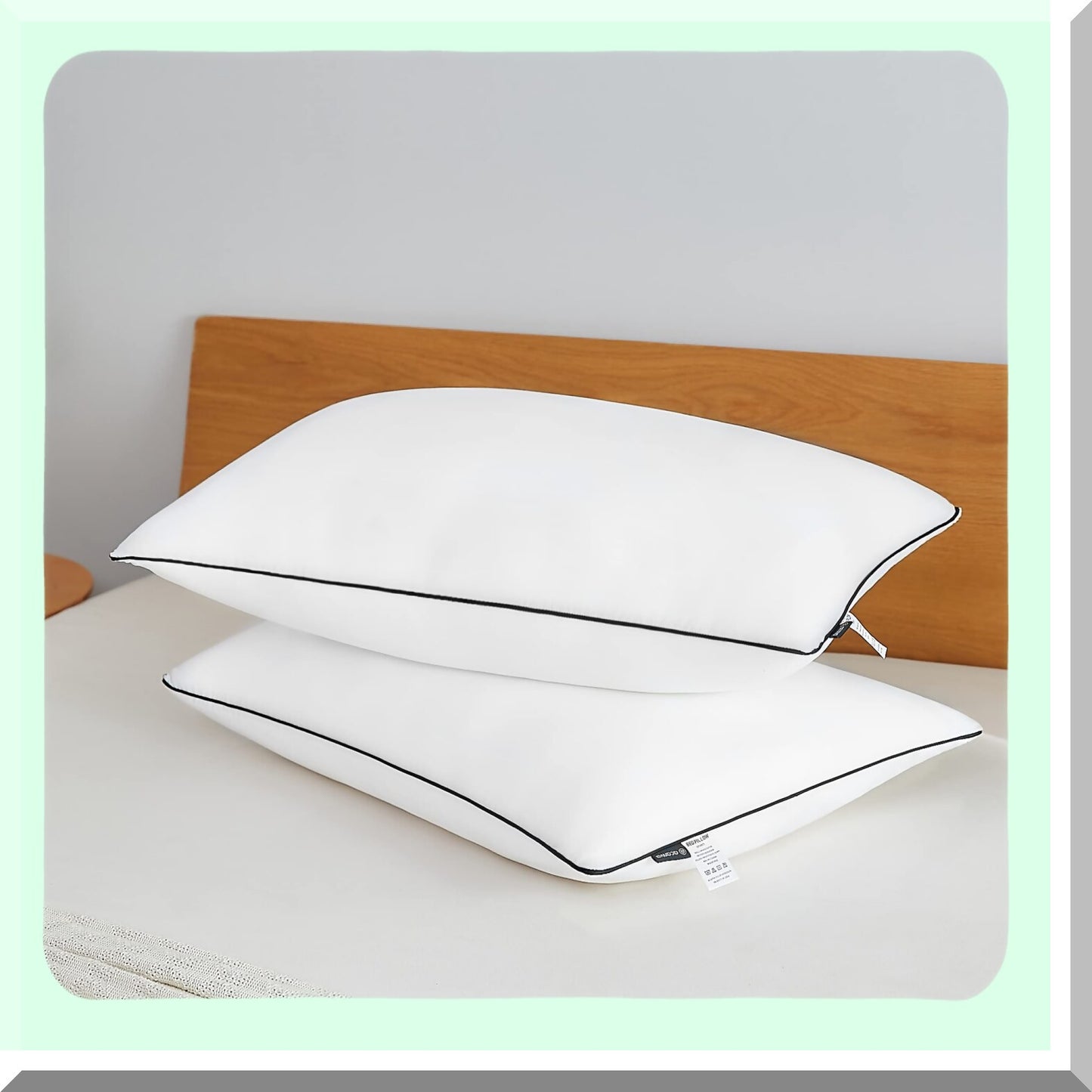 SleepEase Comfort Pillows - 2 Pack, Microfiber Polyester Filling, Neck Pain Relief, Breathable Cover, Standard Size, Black - 2 Count.