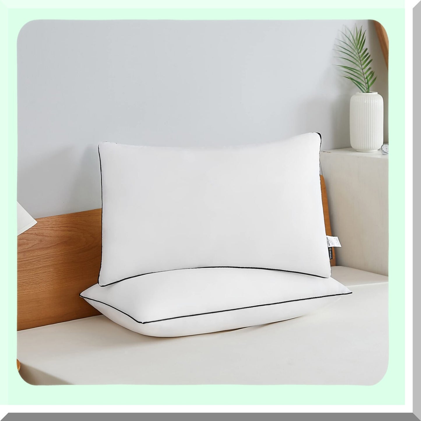 SleepEase Comfort Pillows - 2 Pack, Microfiber Polyester Filling, Neck Pain Relief, Breathable Cover, Standard Size, Black - 2 Count.