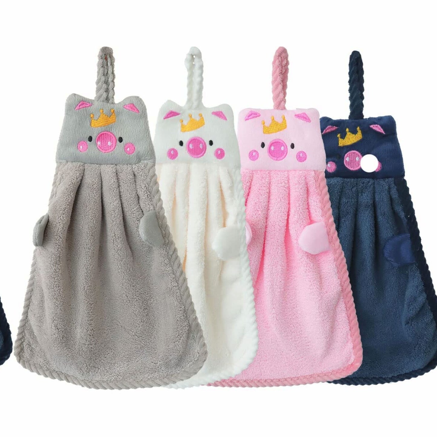 4pcs Kids Hand Towels with Hanging Loop