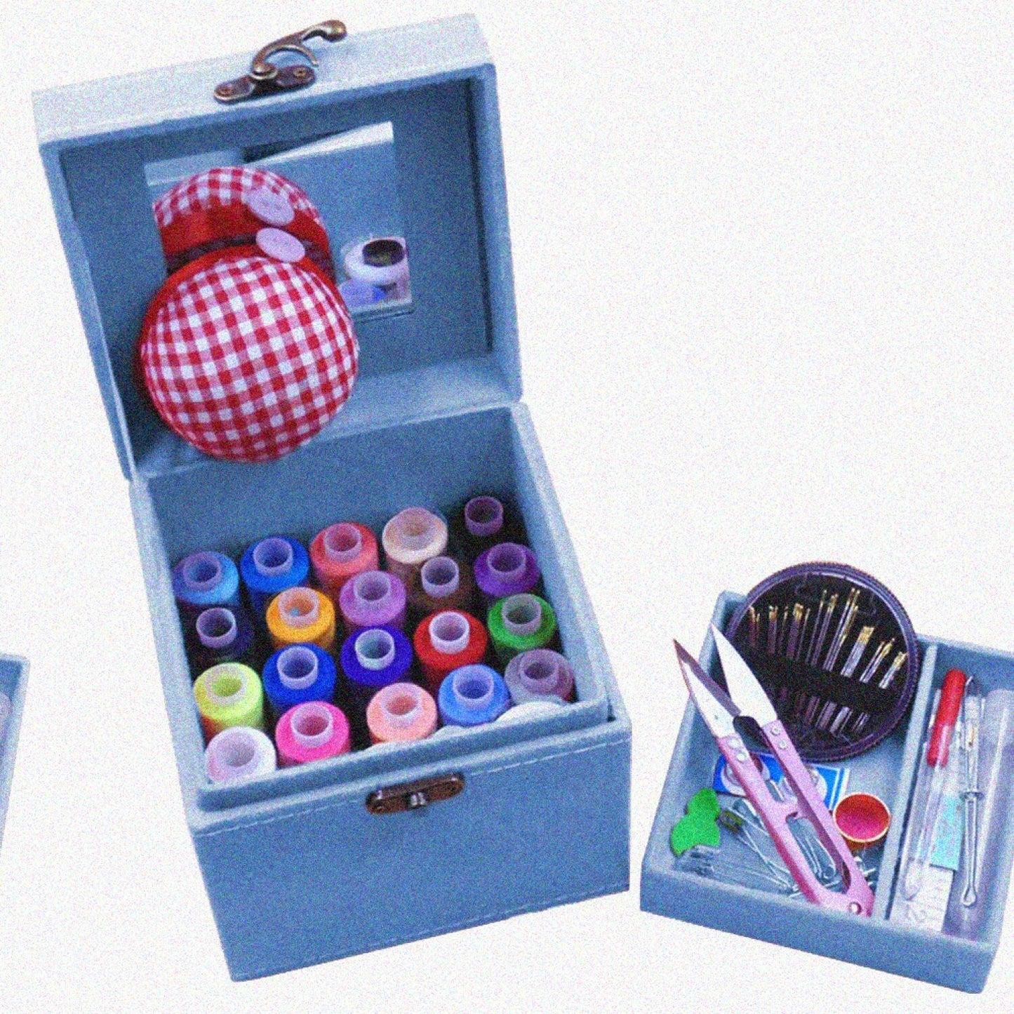 2 Layers Sewing Kit with Vintage Box, Blue