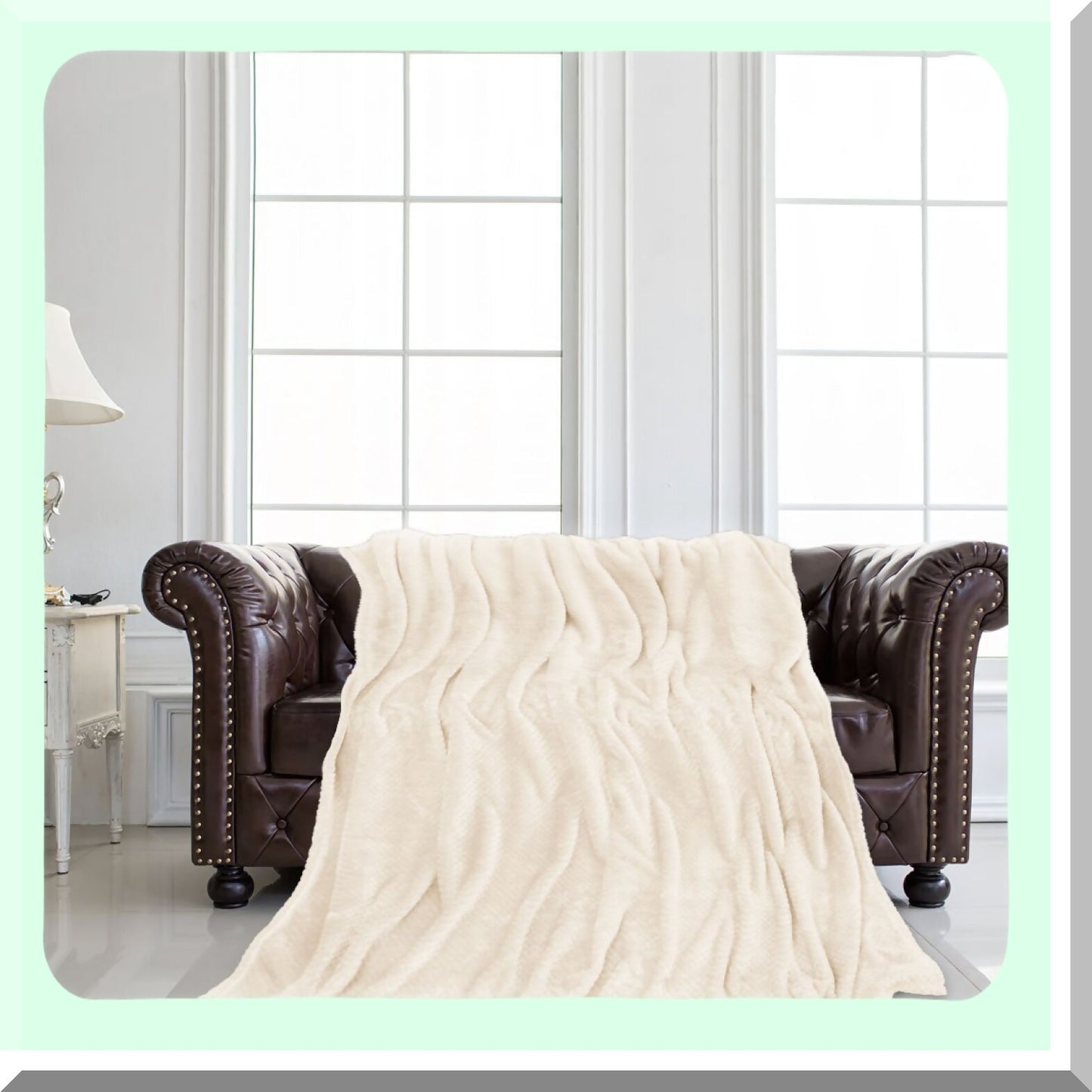 CozyWarm Flannel Fleece Blanket - Soft, Lightweight, and Plush 330GSM Microfiber, 60x78 Inches, Beige - Perfect for Bed and Decorative Use