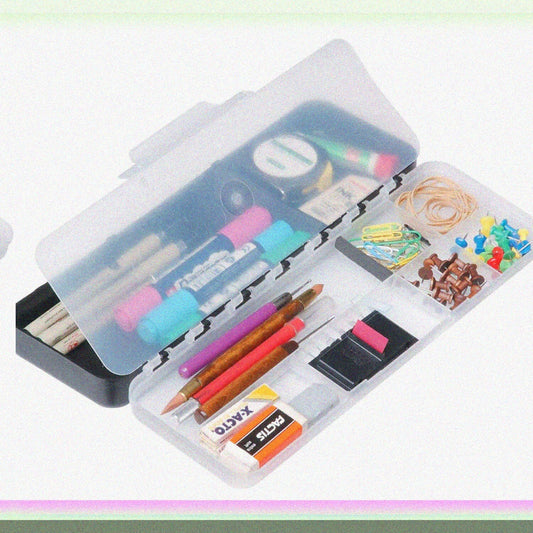 Small Art Organizer Plastic Storage Box with Divided Lid