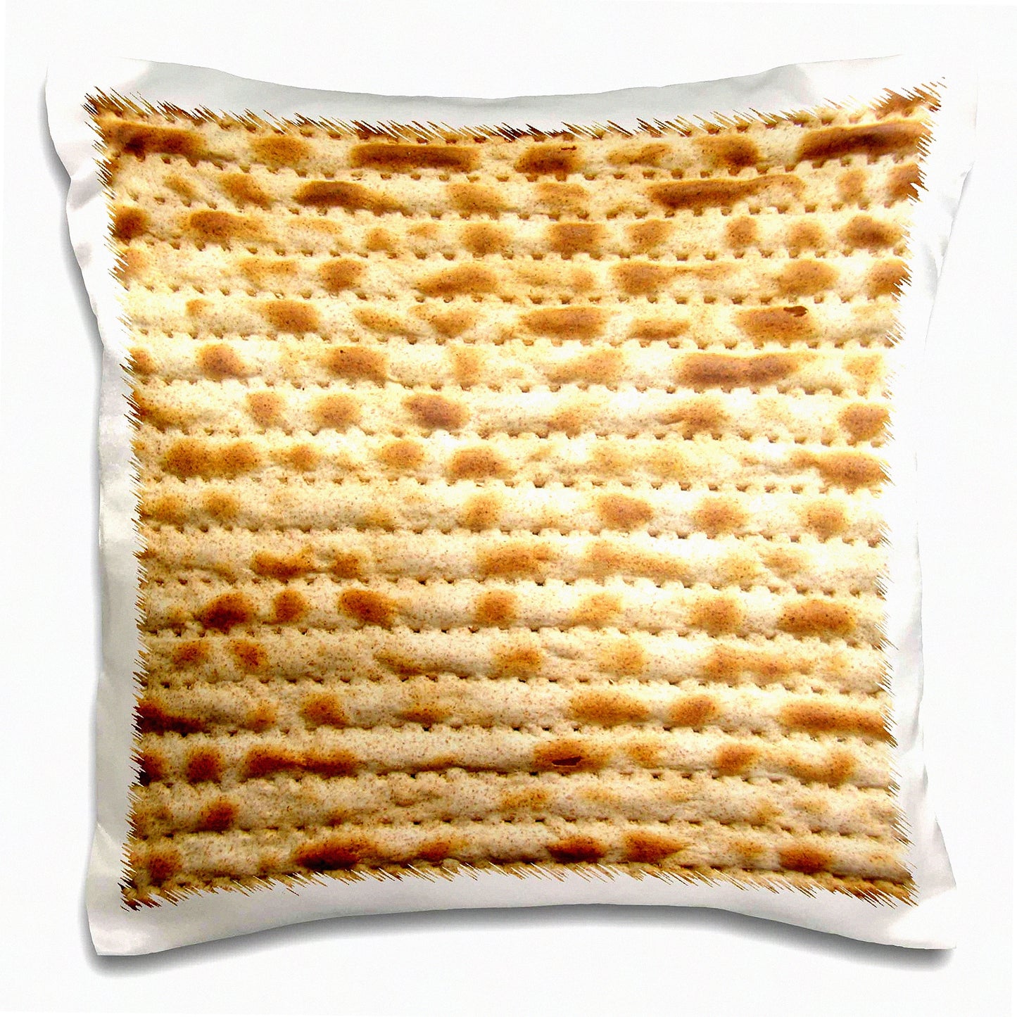 Matzah Humor Pillowcase - Funny Jewish Matzo Bread Photo Print - Pesach Passover Decor - 16x16 Inch Cushion Cover - White Judaica Gift Item