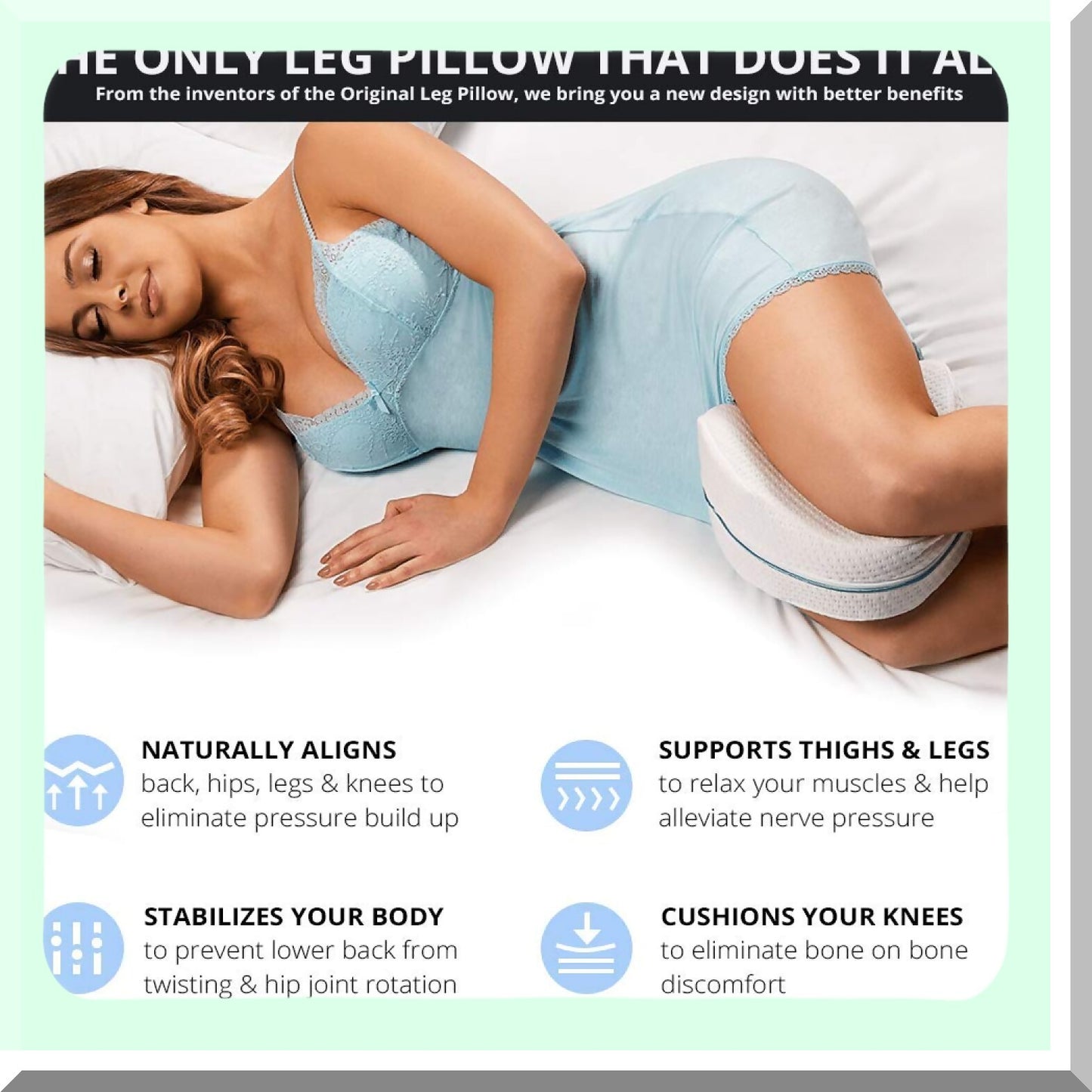 Pain Relief Knee Support Pillow - Sciatica, Back, HIPS, Joints - Legacy Leg Foam Cushion - As Seen on TV - Soothing Comfort for Knees