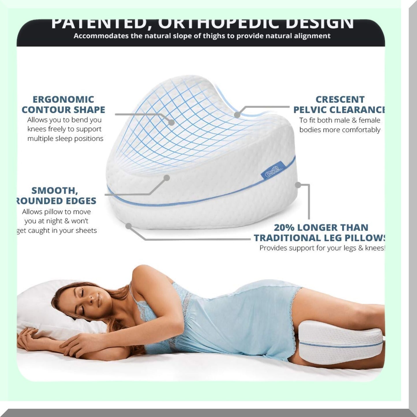 Pain Relief Knee Support Pillow - Sciatica, Back, HIPS, Joints - Legacy Leg Foam Cushion - As Seen on TV - Soothing Comfort for Knees