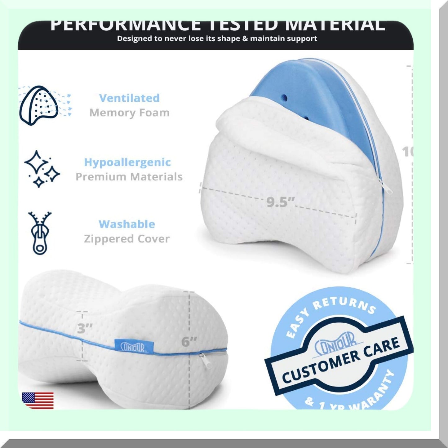 Pain Relief Knee Support Pillow - Sciatica, Back, HIPS, Joints - Legacy Leg Foam Cushion - As Seen on TV - Soothing Comfort for Knees