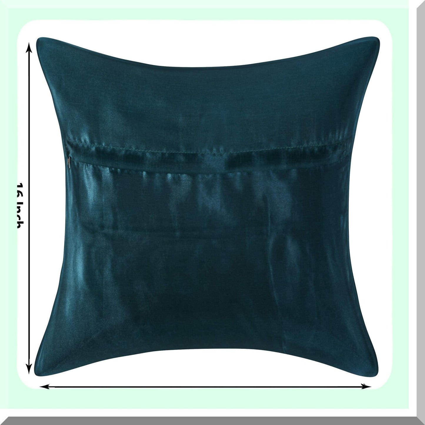 Elephant Embroidered Silk Pillow Cover - Ethnic Decorative Cushion Case for Sofa, Bedroom, Car - Square Hand Print Design - 16 X 16 Inches