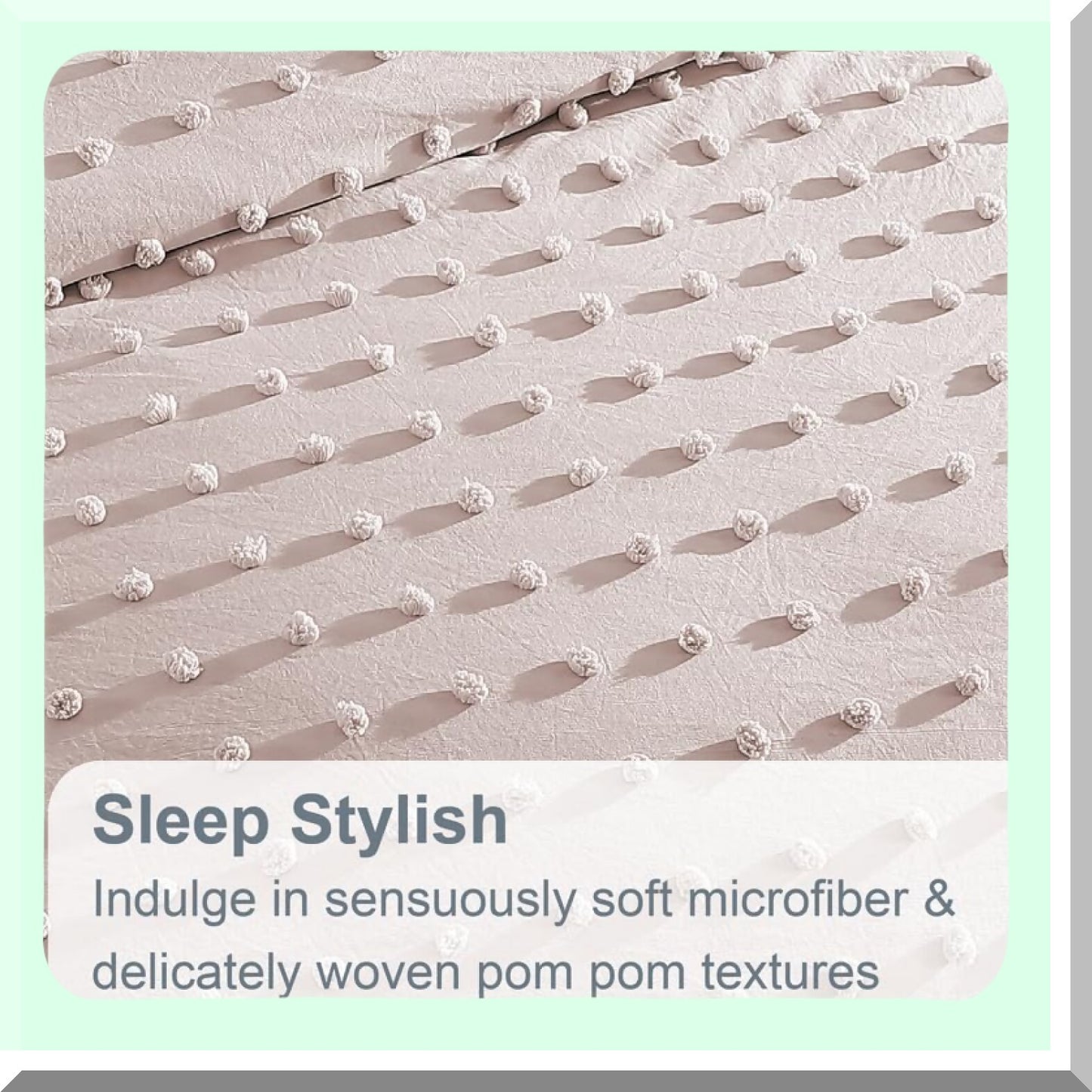 Blush Pom Pom Comforter Set - Full/Queen Size, 3-Piece Down Alternative Bedding, All-Season, Machine Washable - Cozy Bedroom Decor