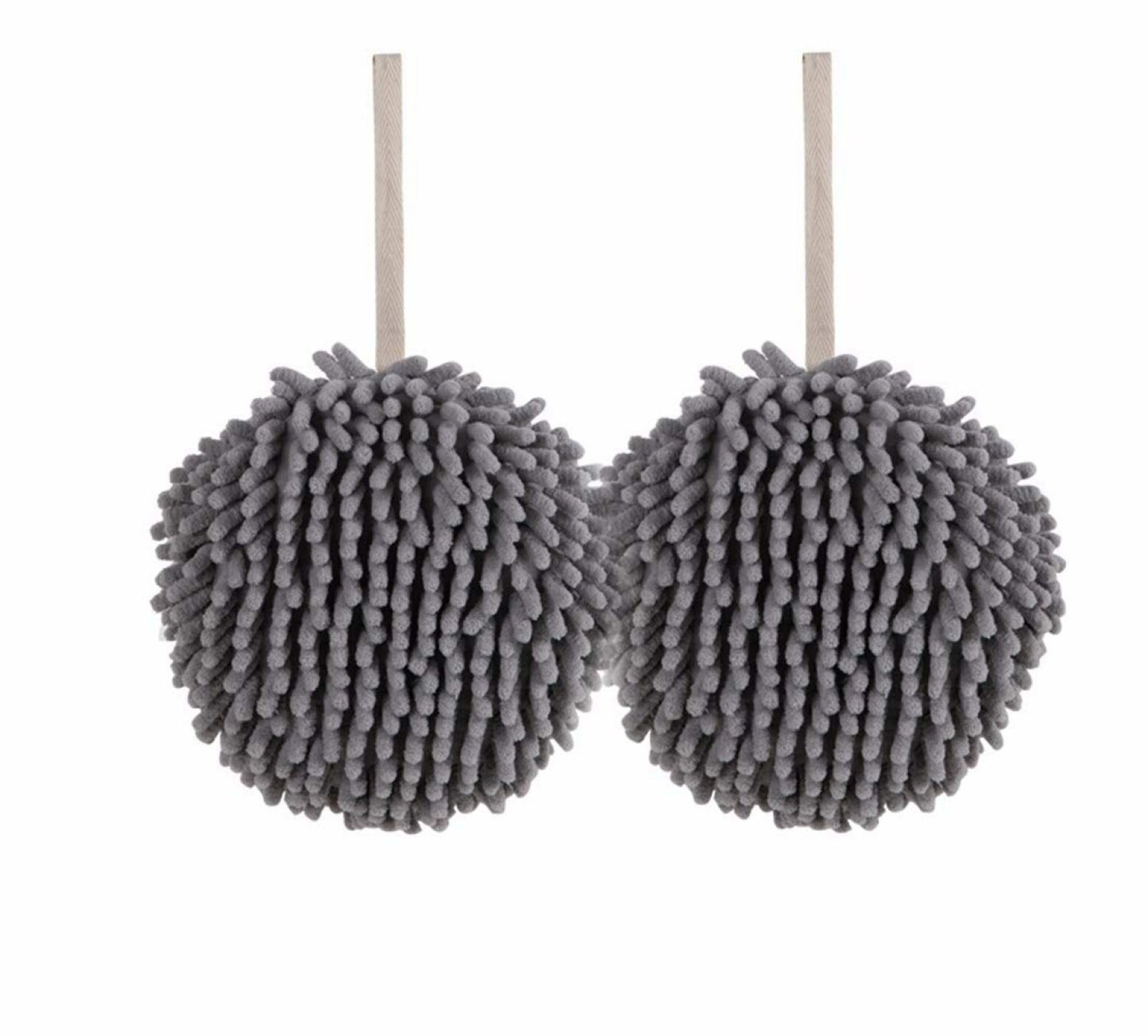Grey Chenille Hand Towels 2 Pack