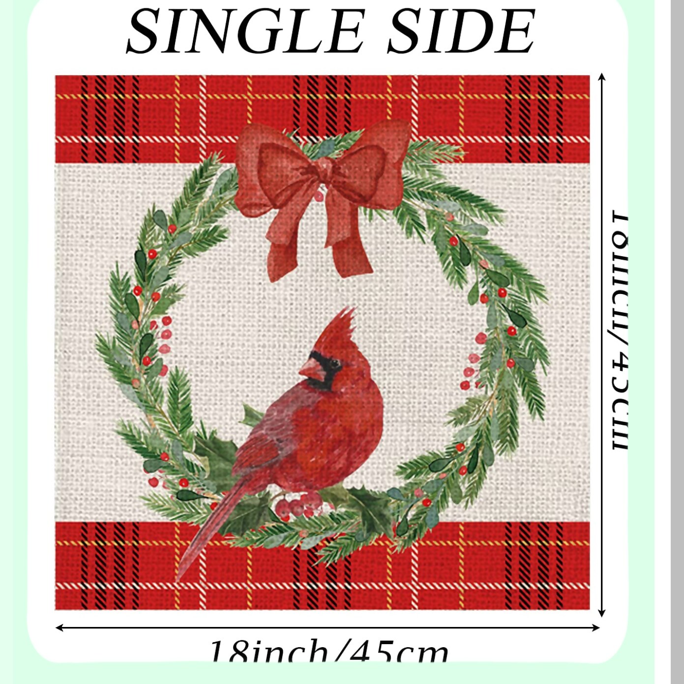 Cardinal Red Buffalo Check Farmhouse Pillow Covers - Set of 4 18x18 Inch Throw Pillowcases for Winter Home Decor, Sofa Couch, Party Decorations