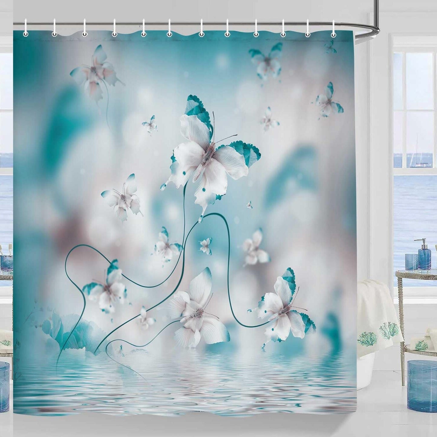 Butterfly Shower Curtain 69x70 inches Polyester Waterproof
