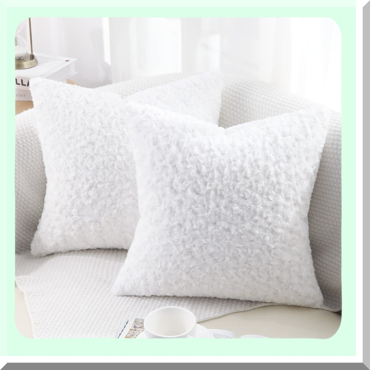 RoseDream 3D Throw Pillow Covers - Set of 2, 26x26 Inch Fluffy Decorative Cushion Cases for Couch Bed Sofa - Off White Floral Pattern