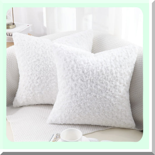 RoseDream 3D Throw Pillow Covers - Set of 2, 26x26 Inch Fluffy Decorative Cushion Cases for Couch Bed Sofa - Off White Floral Pattern