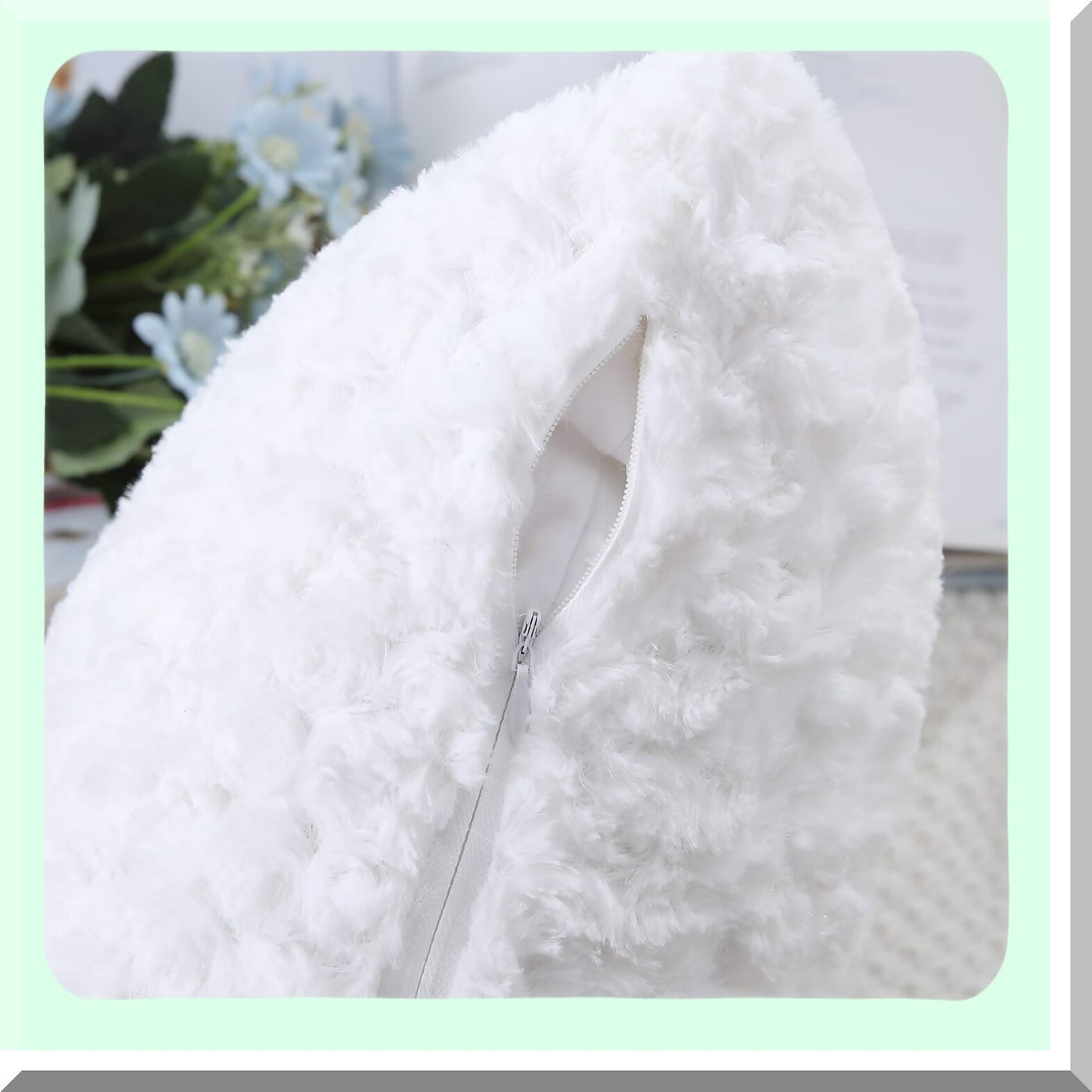 RoseDream 3D Throw Pillow Covers - Set of 2, 26x26 Inch Fluffy Decorative Cushion Cases for Couch Bed Sofa - Off White Floral Pattern