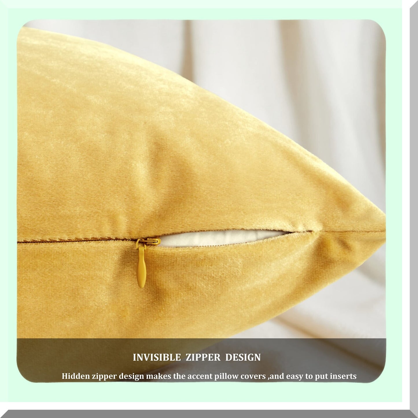 Sunshine Velvet Pillow Covers - Set of 4 | 20x20 Decorative Square Cushion Covers for Yellow Sofa | Soft & Stylish Home Decor Accents