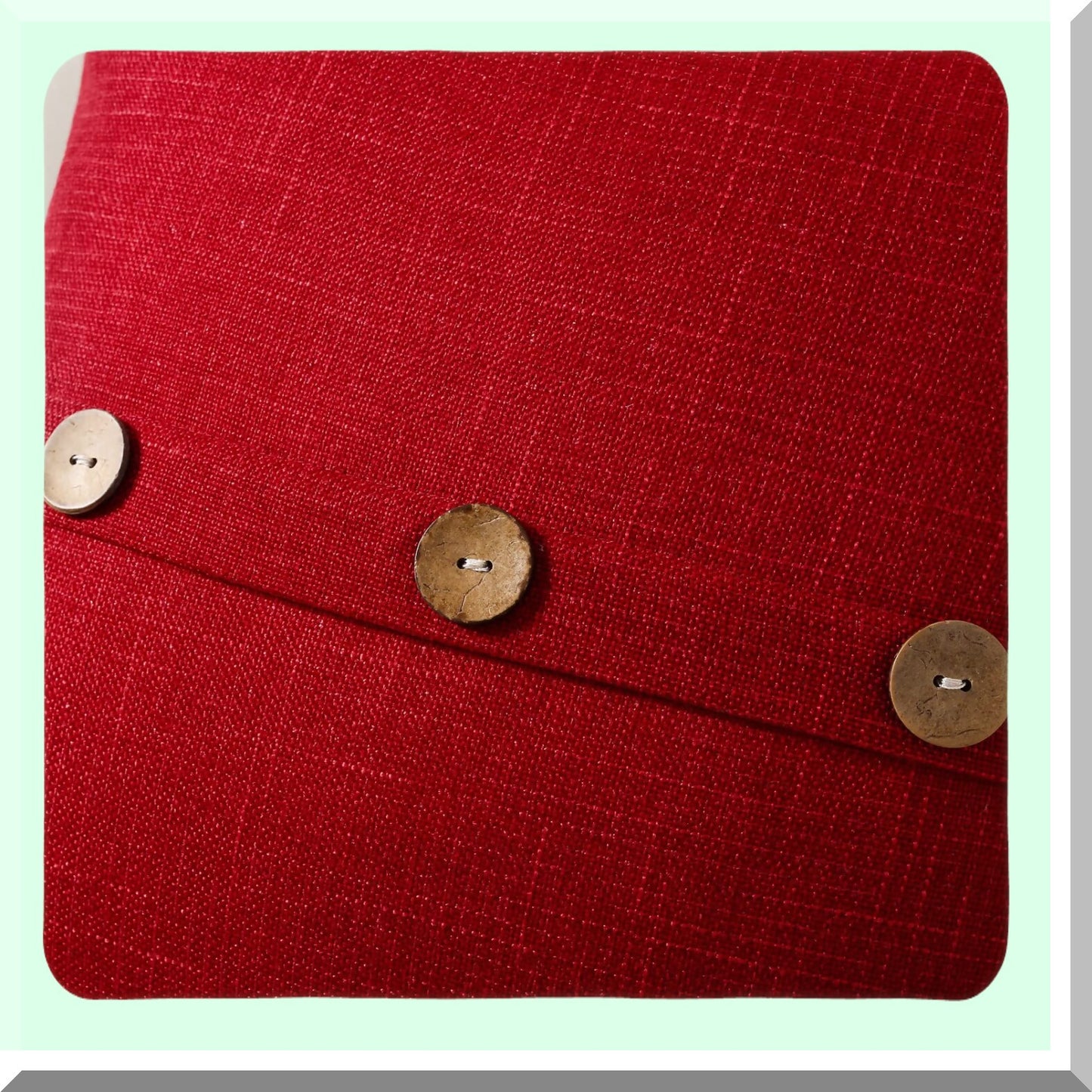 Vintage Buttoned Linen Throw Pillow Covers - Set of 2, 20x20 Inch Square Cushion Cases for Modern Farmhouse Home Decor on Couch or Bed