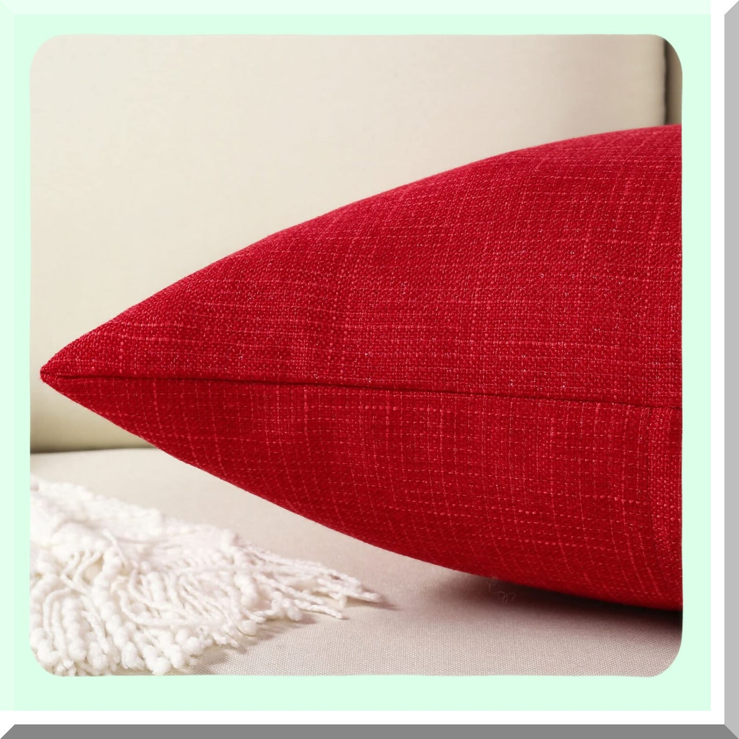 Vintage Buttoned Linen Throw Pillow Covers - Set of 2, 20x20 Inch Square Cushion Cases for Modern Farmhouse Home Decor on Couch or Bed