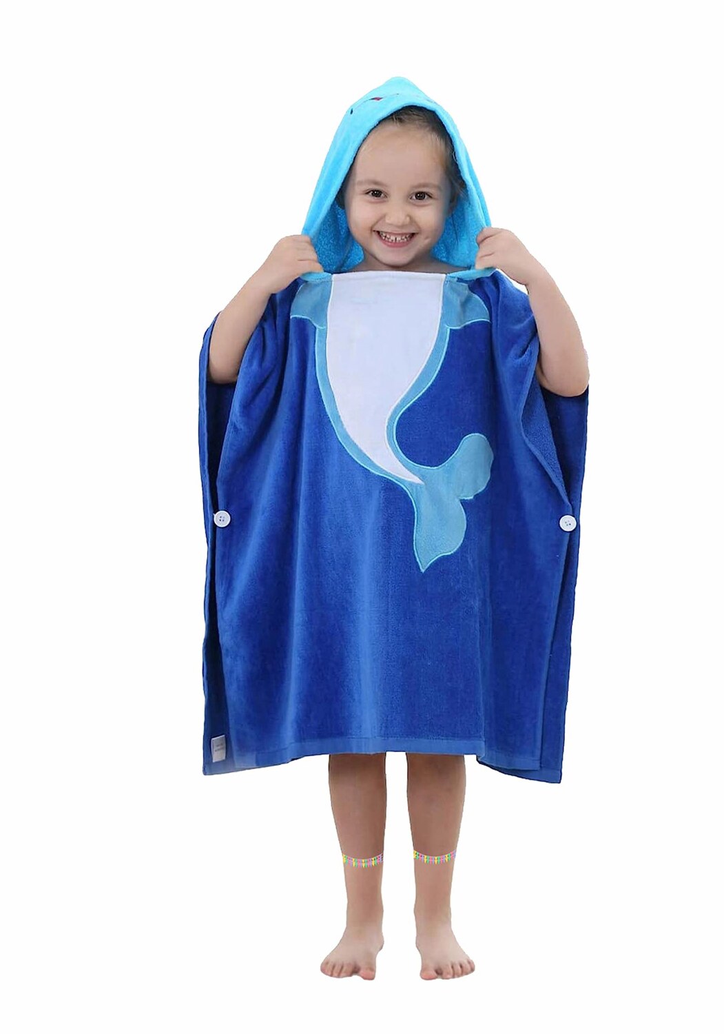 Kids Hooded Poncho Towel Cartoon Animal Pattern Cotton 23.6"x23.6"