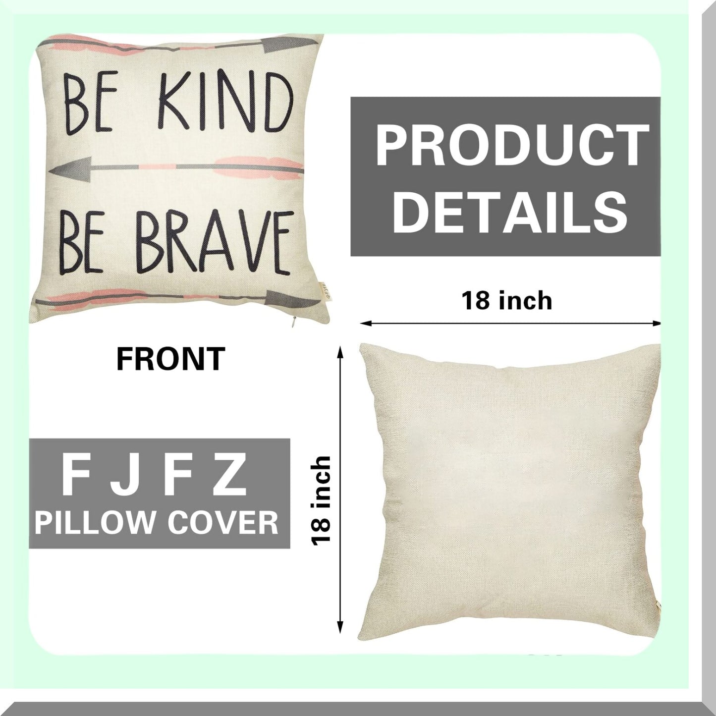 Tribal Girl Nursery Quote Words Pillow Cover - Be Kind Be Decoration - 3 Arrows Pink and Grey - Cotton Linen Home Decor - Sofa Couch Cushion Case - 18" x 18"