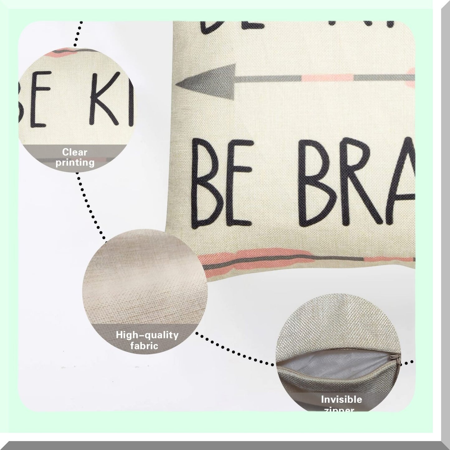 Tribal Girl Nursery Quote Words Pillow Cover - Be Kind Be Decoration - 3 Arrows Pink and Grey - Cotton Linen Home Decor - Sofa Couch Cushion Case - 18" x 18"