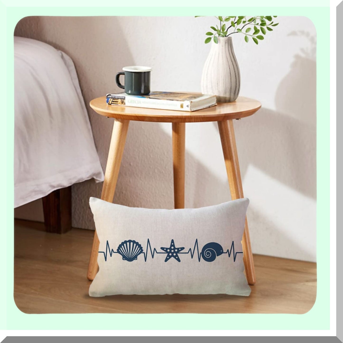 Sealife Summer Vibes Pillow Covers - Starfish Shell Conch Beach House Decor Lumbar Pillowcases Sungles Slippers Drink Beach Cushion Covers 12x20"