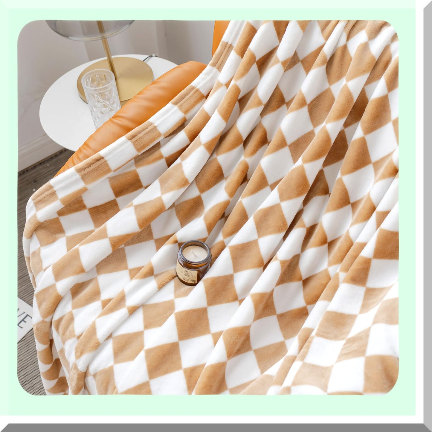 CozyGrid Khaki Flannel Throw Blanket - Ultra Soft, Warm, Reversible Home Decor for Bed, Sofa, Travel (51''x60'')