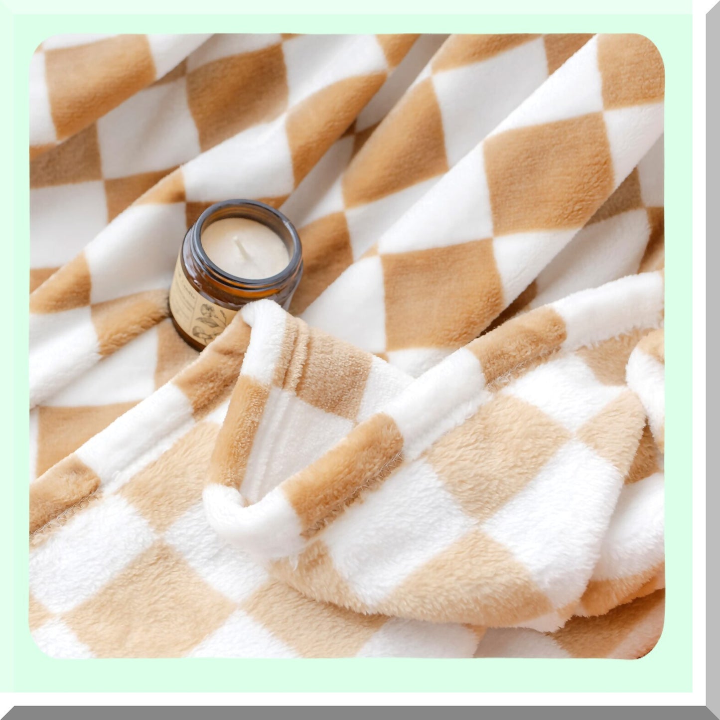 CozyGrid Khaki Flannel Throw Blanket - Ultra Soft, Warm, Reversible Home Decor for Bed, Sofa, Travel (51''x60'')