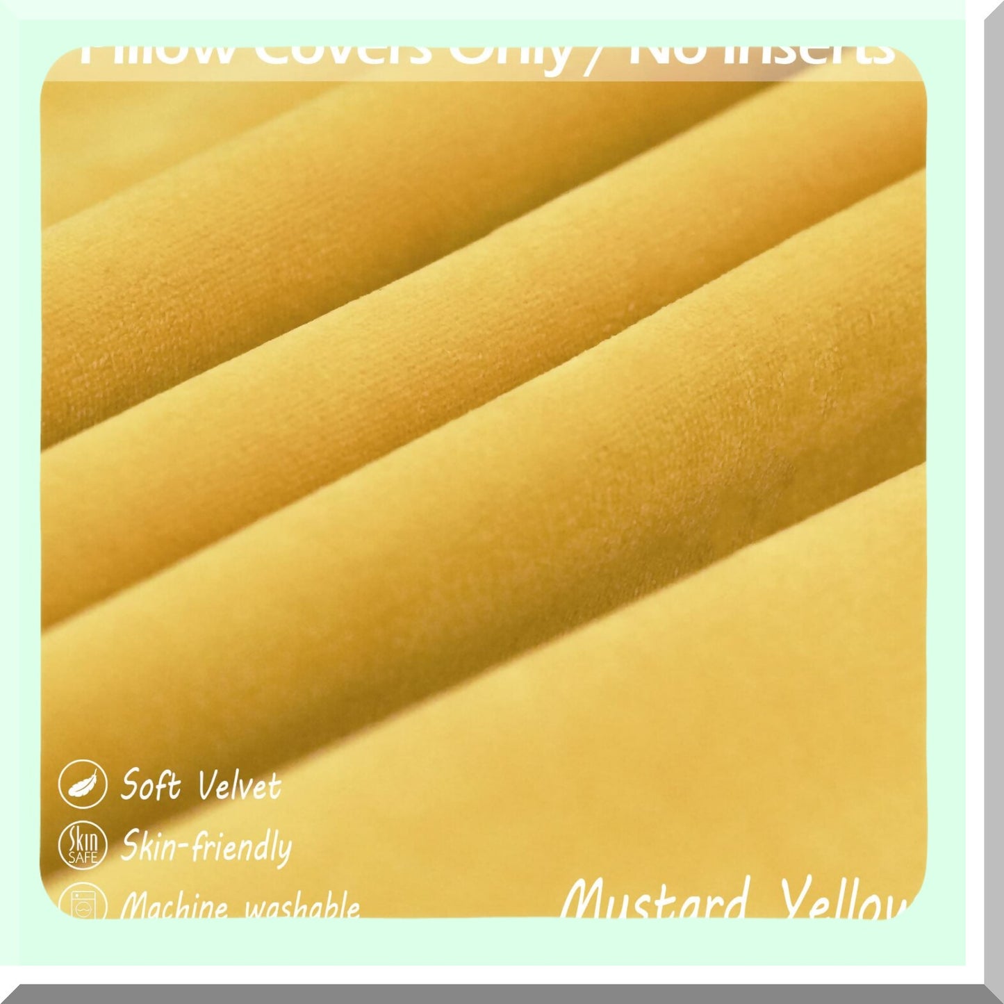 Sunshine Velvet Pillow Covers - Set of 2 18x18 Yellow Throw Pillows for Couch & Bed - Soft Accent Decorative Cushions for Living Room & Bedroom