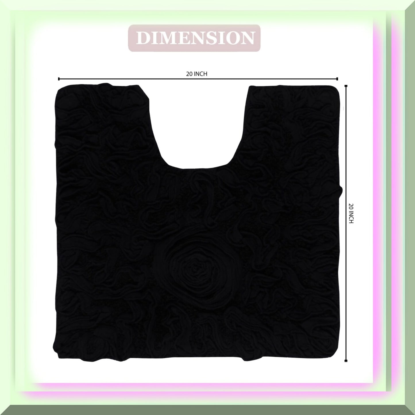 20"x20" Cotton Contour Bath Rug Black