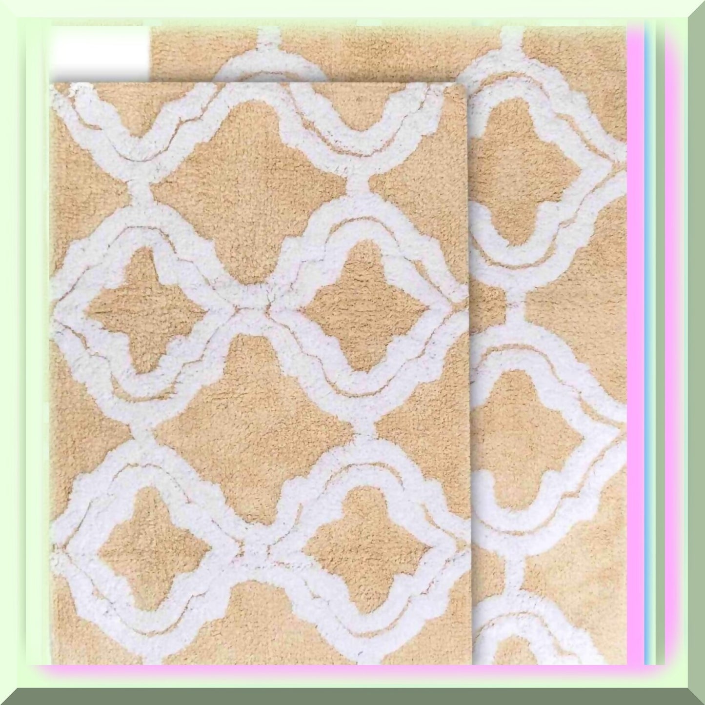 Double Quatref Bath Rug Set 24"x40" & 21"x34" Straw