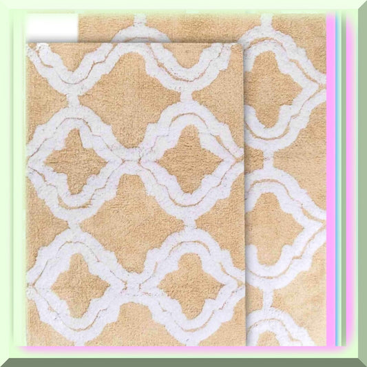 Double Quatref Bath Rug Set 24"x40" & 21"x34" Straw